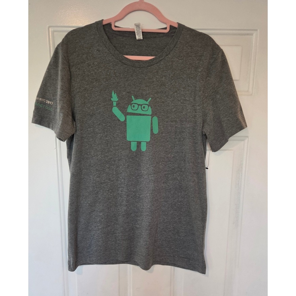 Bella Canvas Mens Android NYC 2017 Graphic T-Shirt Gray Size M Tech Promo